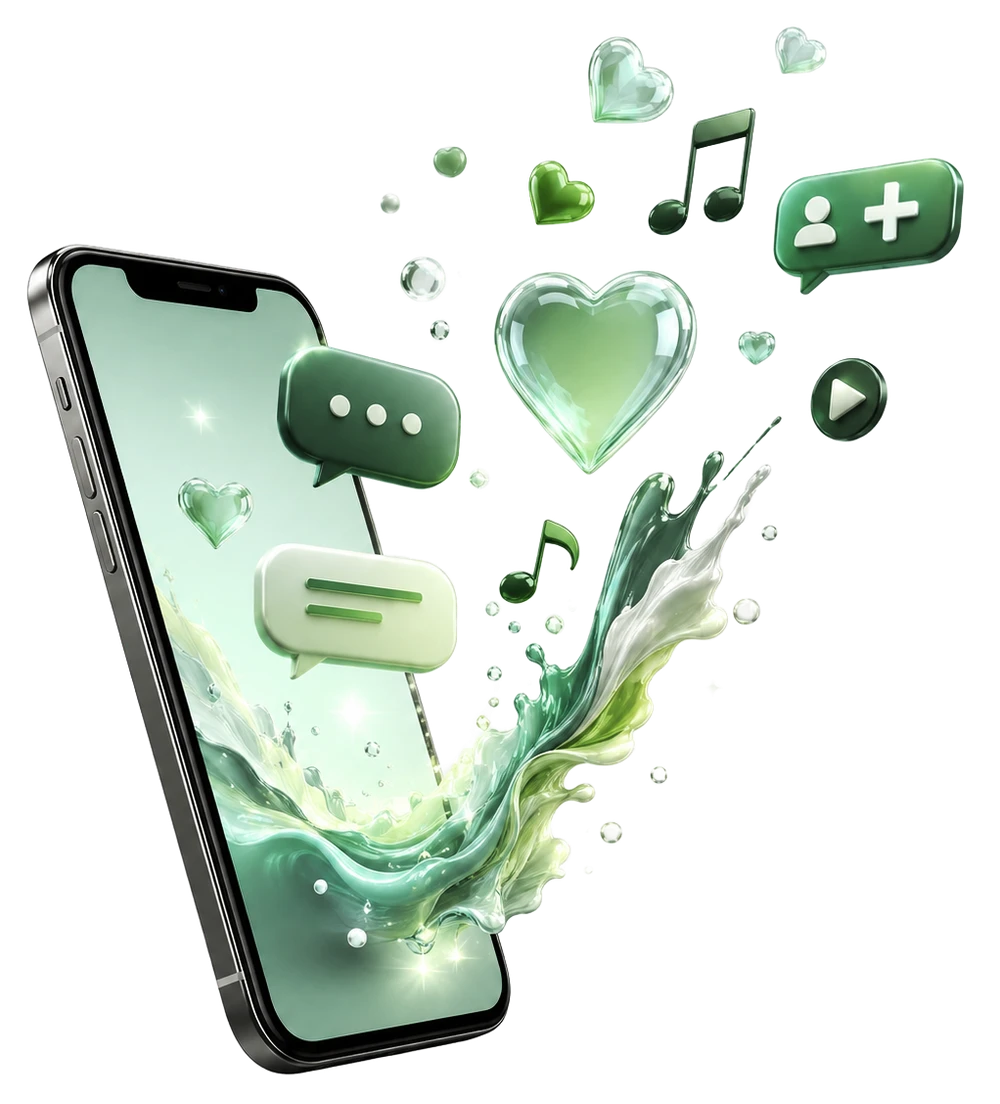 Creator engaging with social media on a smartphone