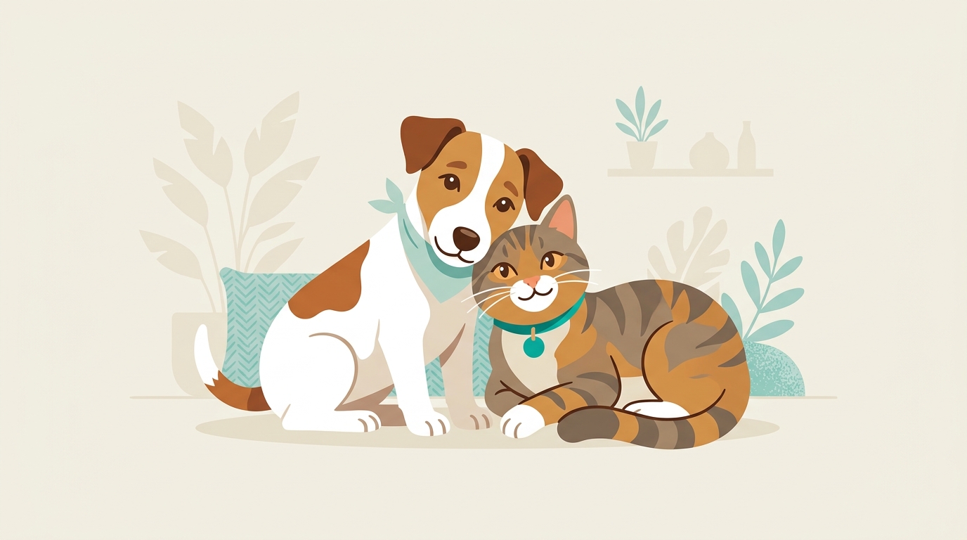 Cartoon cat and dog illustration