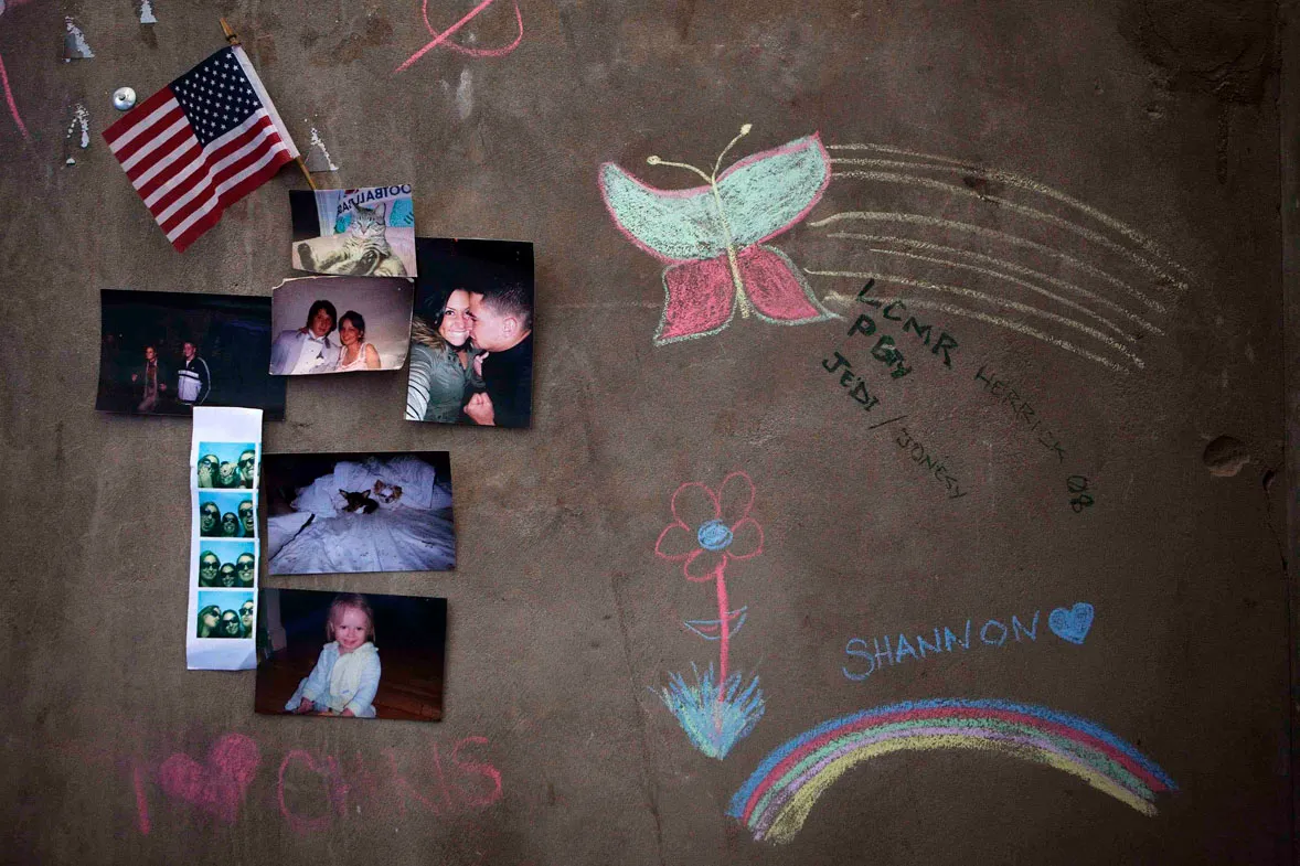 More recent artwork includes child-like motifs and family photos