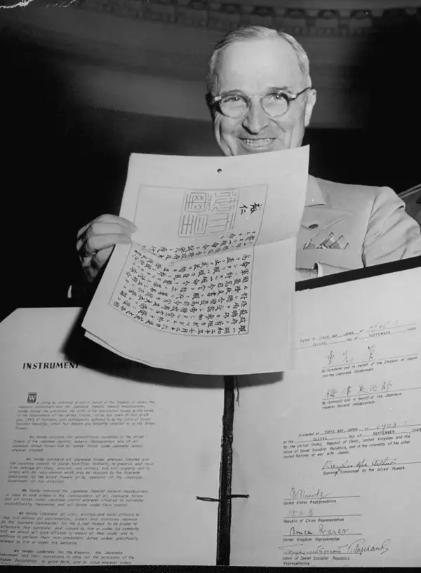 As the year started, Harry Truman had no idea that his Government was engaged in atomic research. At year's end President Truman was custodian of the bomb and its precarious secret, buffer against its terror, repository of whatever promise it might contain for a world which could use its secret in peace. Harry Truman, a very plain man indeed, who had never sought or dreamed of being Man of the Atomic Year, had been cast up to his position by an accident of the tides, by the shifting forces of politics. In the same startled and unpremeditated fashion, mankind itself, shrinking from the shadow of Hiroshima, dwarfed by the Event of 1945, had got where it was.  —