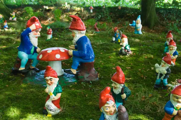 Gnomes at the Gnome Reserve, Devon, UK.