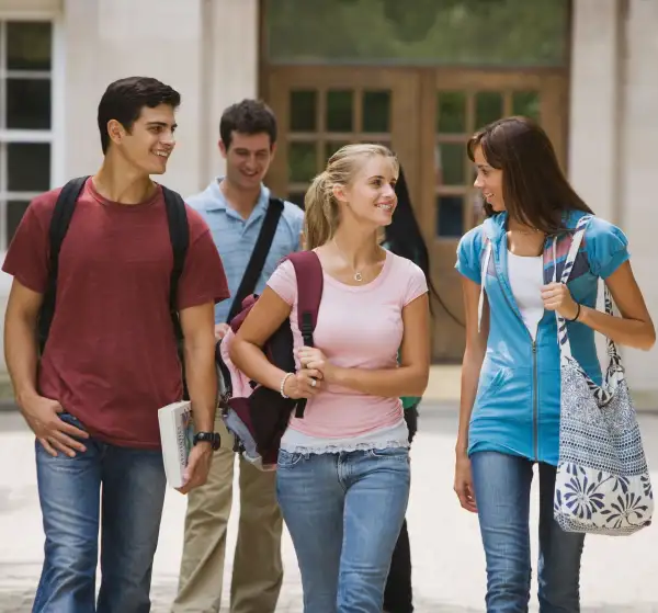 College students walking on campus