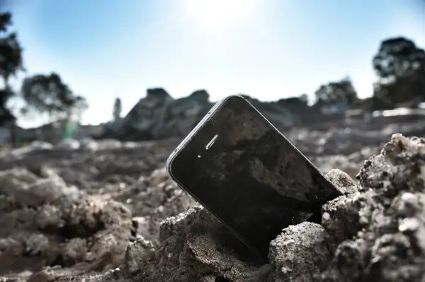 Smartphone in the dirt