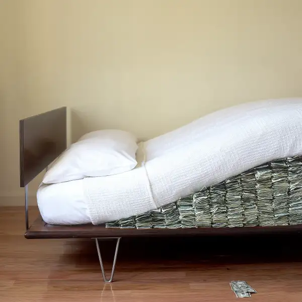 Cash under mattress