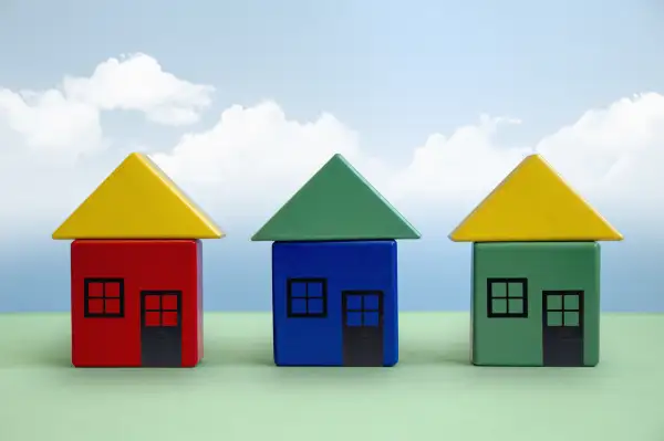 Houses made out of children's blocks