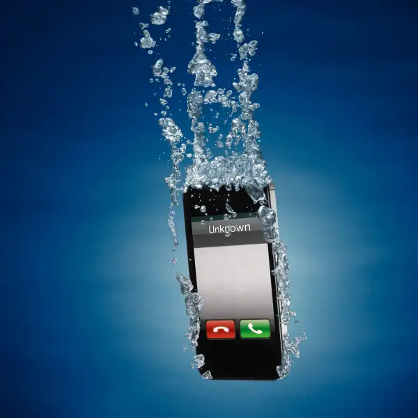 iPhone submerged in water