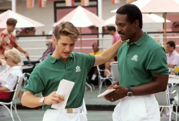 Jason Priestley as  Brandon Walsh  working at The Beverly Hills Beach Club in 90210