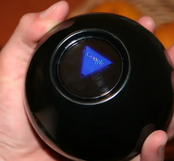 Magic 8-ball with Google logo