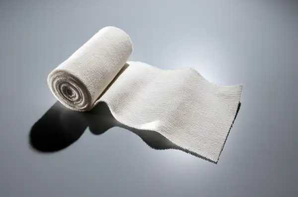 Roll of medical gauze unrolling