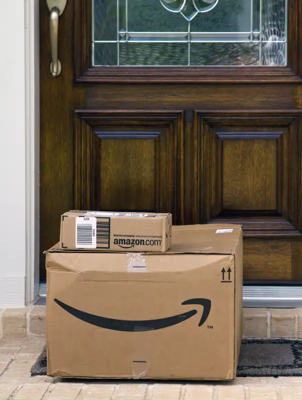 Amazon boxes in front of door