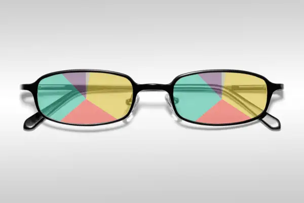 Eyeglasses with pie charts for lenses