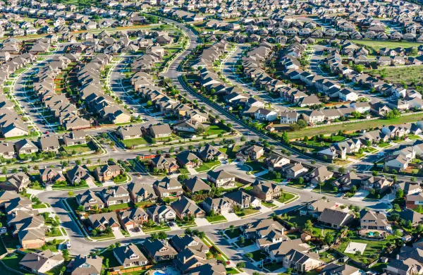 aerial view of subdivision