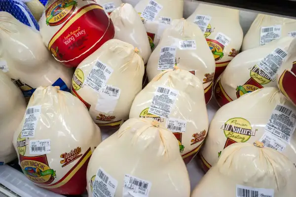 Turkeys in a grocery store