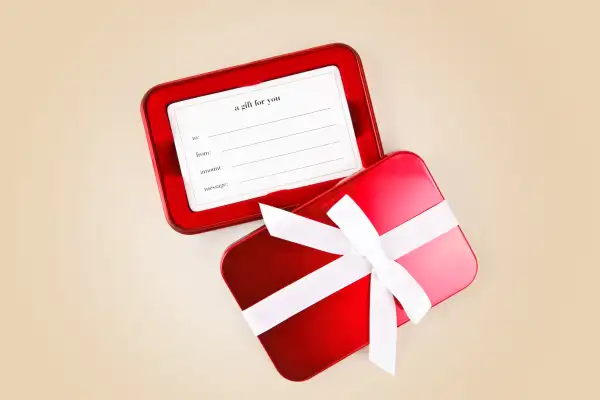 Gift card on gold background