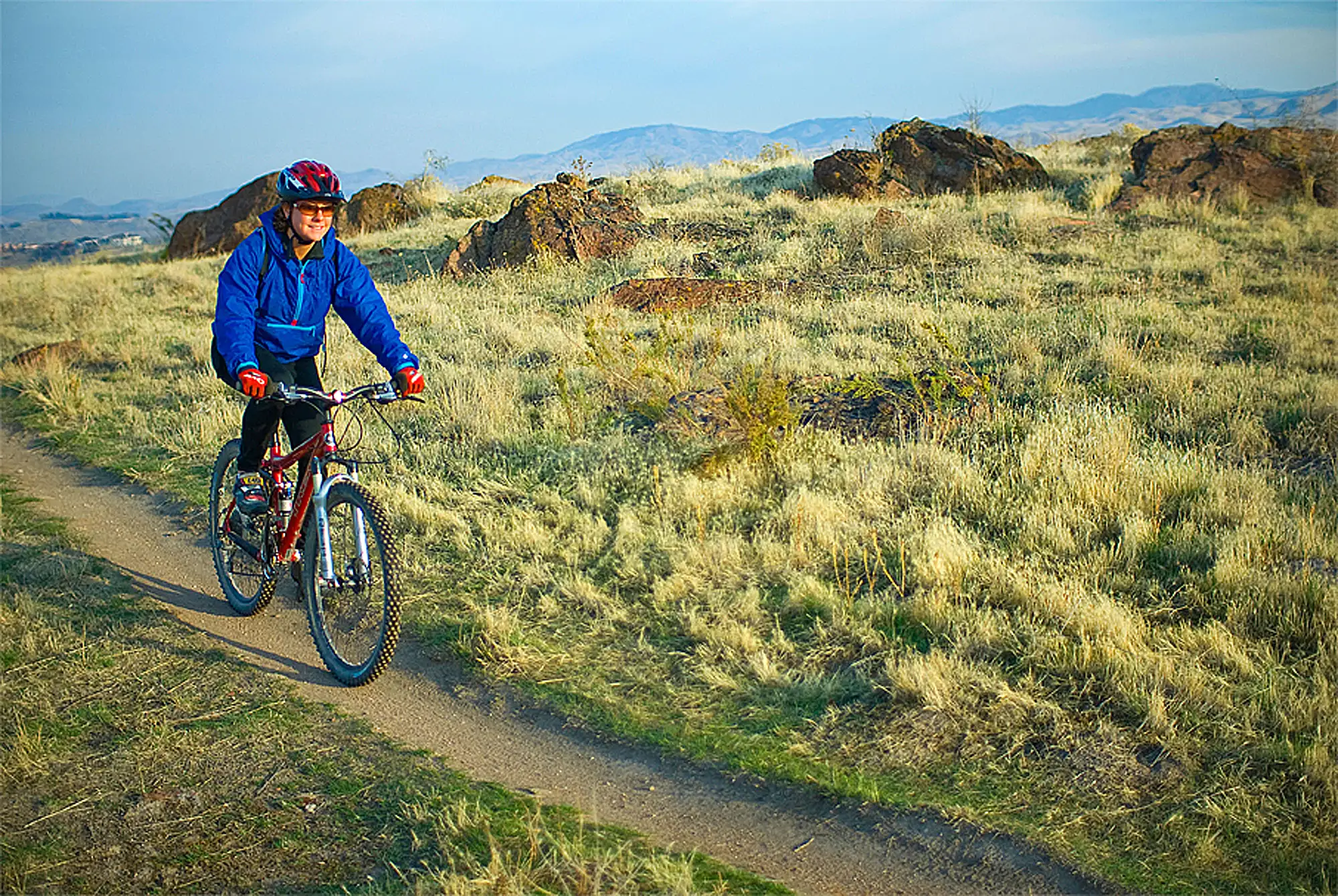A mountain biker rides through the foothills above Boise, Idaho.