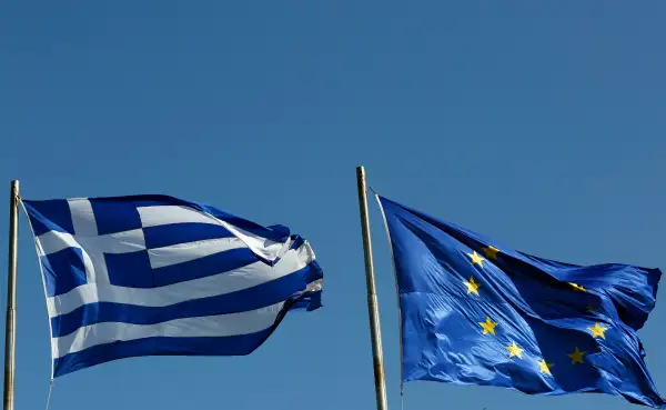 Greece and EU flags