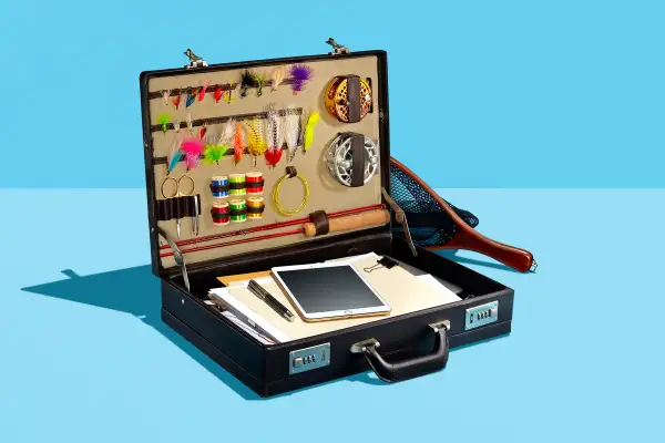 Briefcase with fishing lures