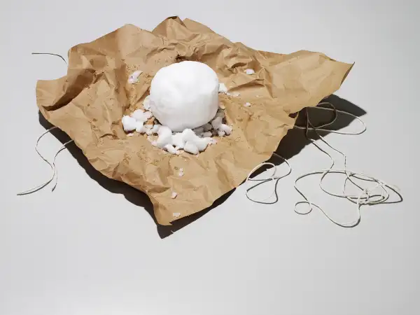 snowball wrapped in brown paper