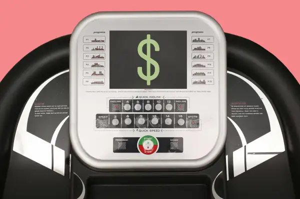 Treadmill screen with dollar sign on it