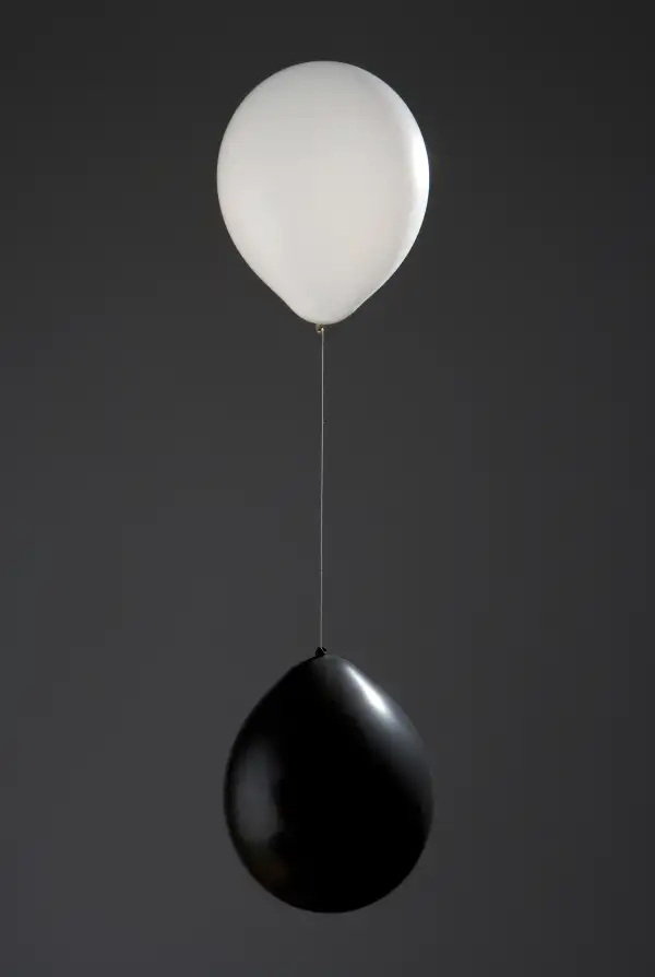 two balloons tied to one another