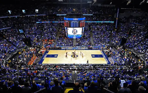 The Semifinal Game between the Kentucky Wildcats and the Auburn Tigers during the SEC Basketball Tournament at Bridgestone Arena on March 14, 2015 in Nashville, Tennessee.