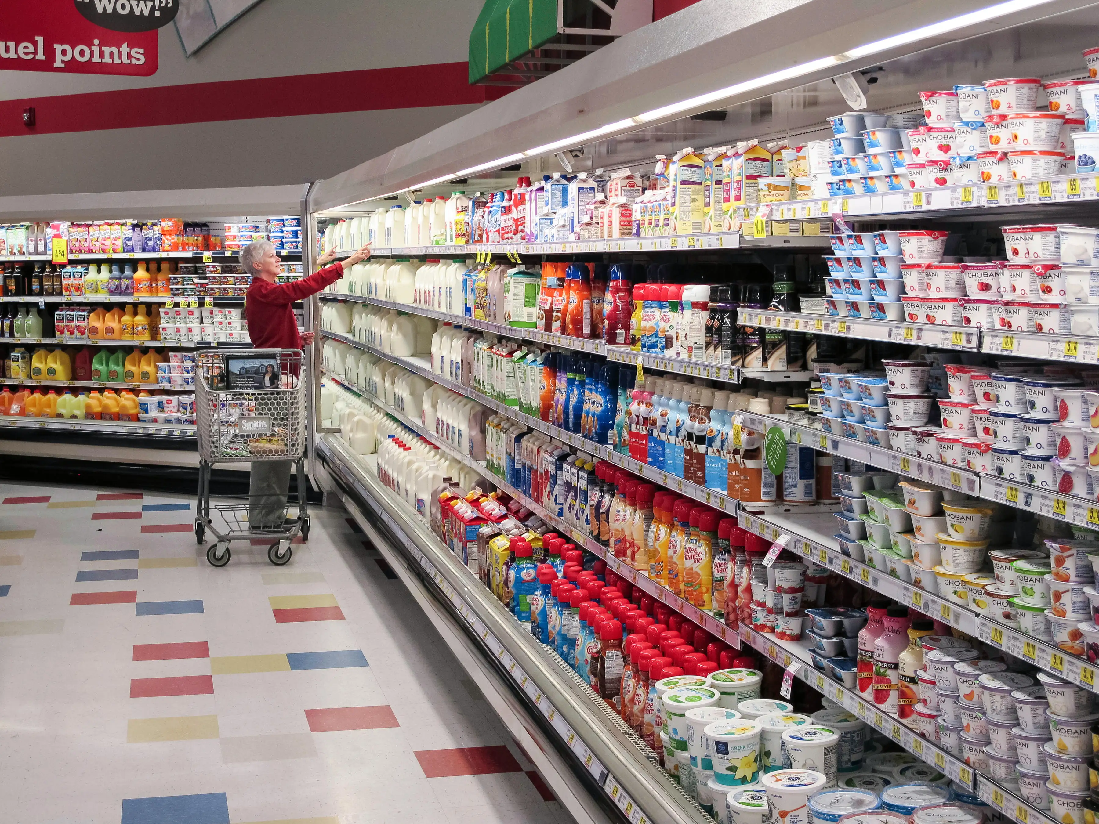 milk in supermarket