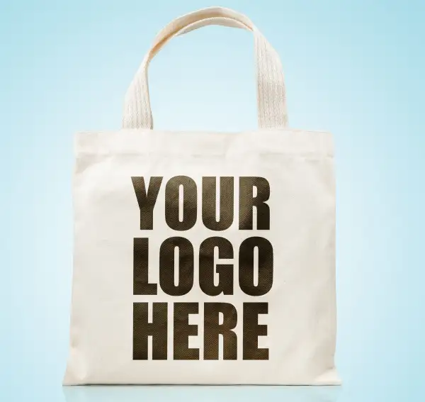 Your Logo Here  written on canvas tote bag