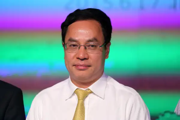 Li Hejun, Chairman and CEO of Hanergy Holding Group Limited, attends a press conference at the headquarters of Hanergy Holding Group in Beijing, China, June 17, 2015. Li Hejun, Chairman of Hanergy Holding Group, attended a press conference at Hanergy Headquarters on Wednesday in Beijing, China. Li Hejun announced that Hanergy Holding Group will donate one billion yuan (161 million USD) on sand-control project in northwest China's Gansu province in the next five years.