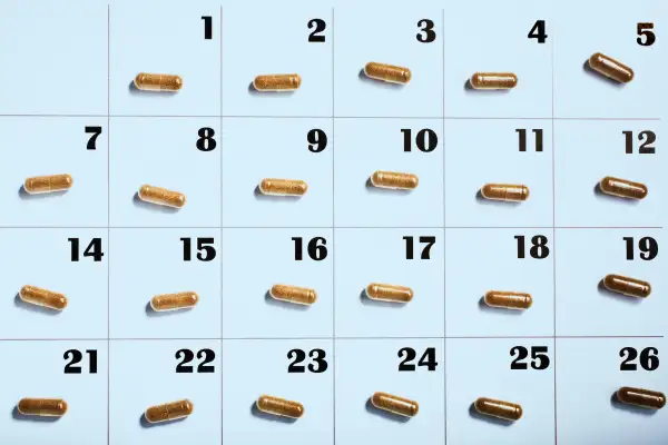 calendar with pills on days