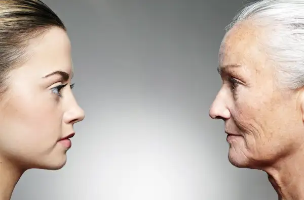 old woman facing younger woman in profile