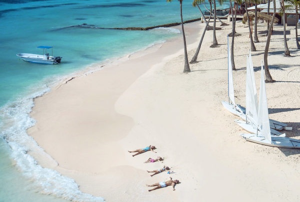 On the beach at the Club Med Resort at Punta Cana.