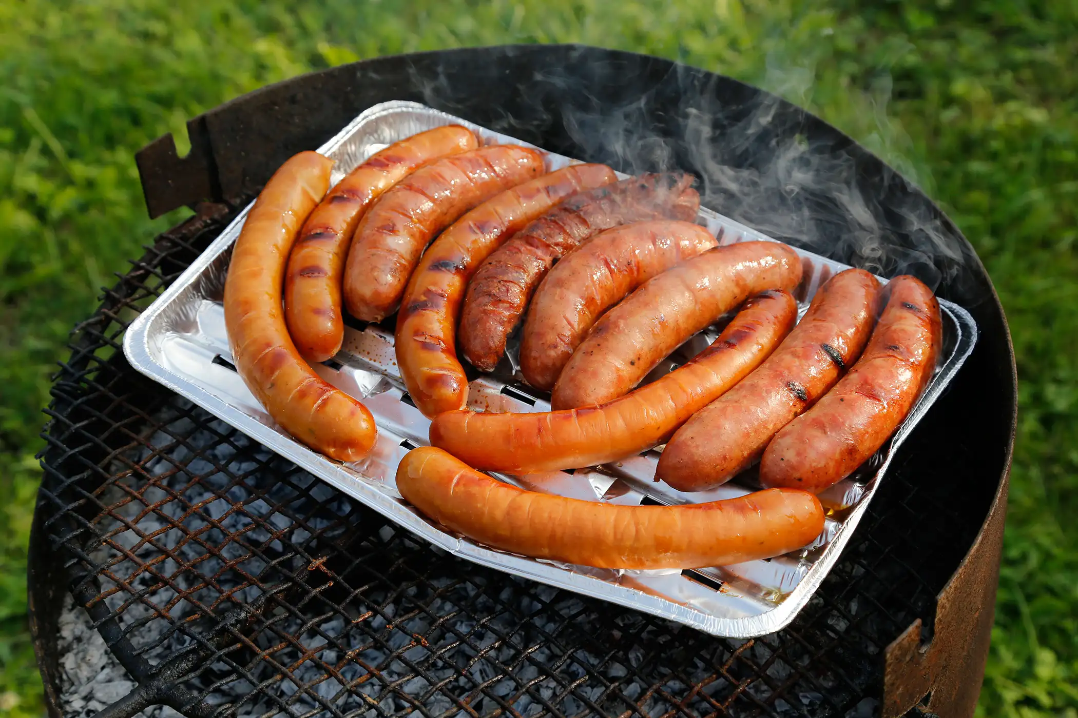 sausages on grill