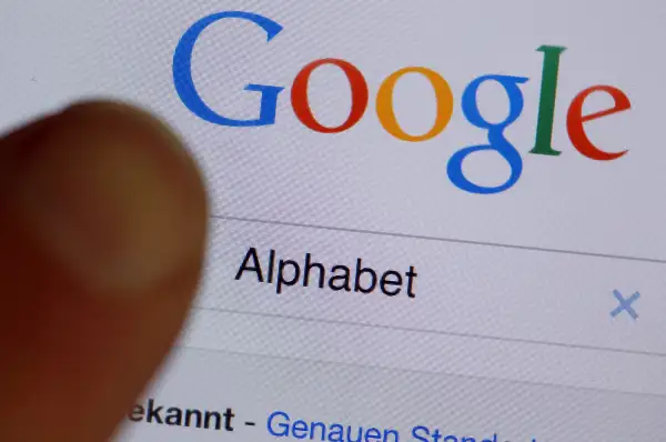 Google on internet browser with  alphabet  in the search field