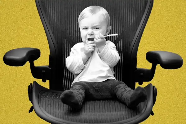 toddler tantrum in office chair