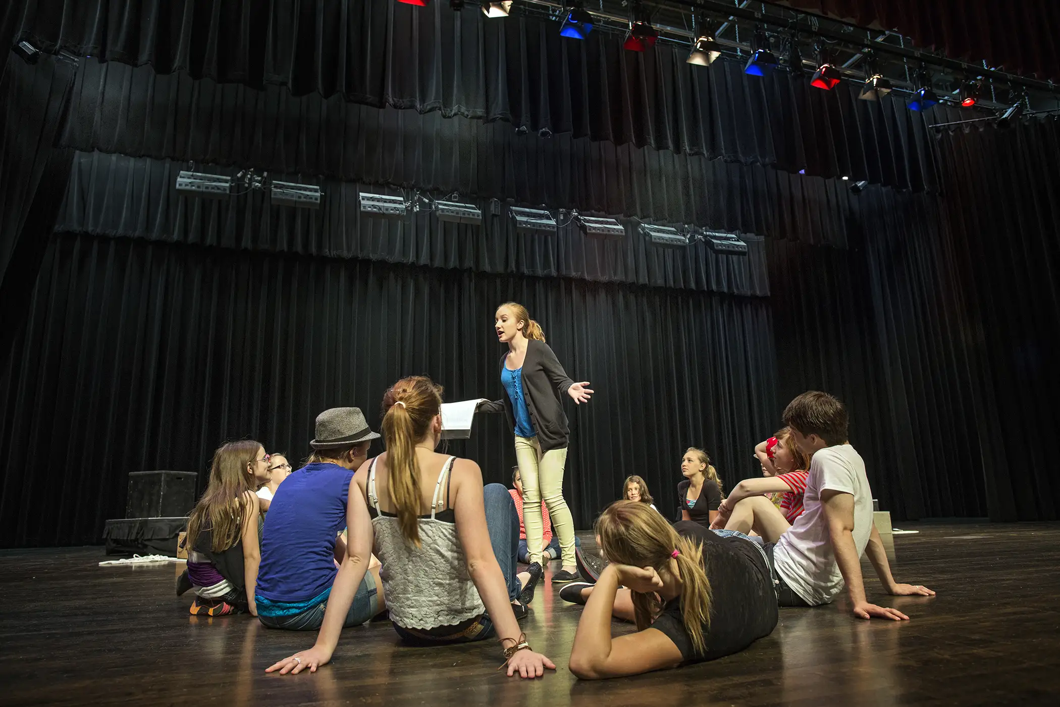 students in theater group