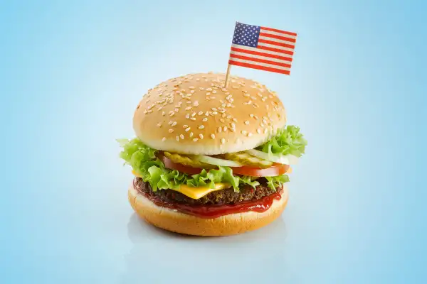 cheeseburger with flag