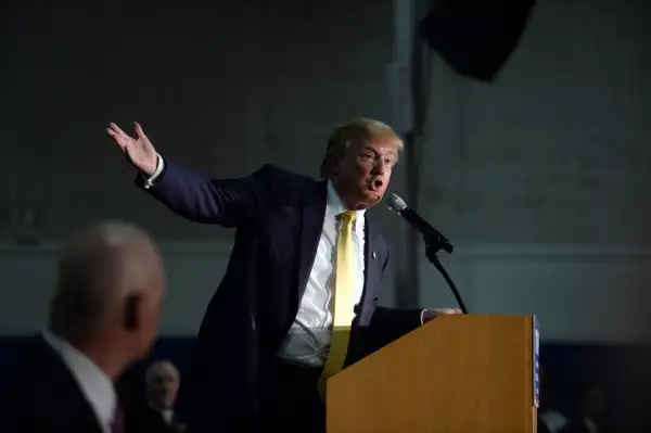 Republican Presidential candidate Donald Trump speaks during a town hall event at Rochester Recreational Arena September 17, 2015 in Rochester,