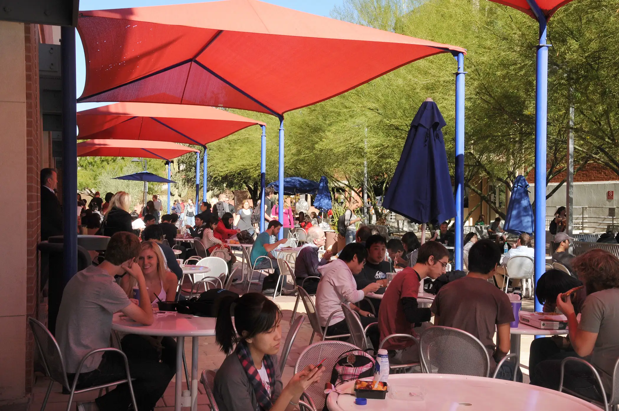 College students eating lunch at the University of Arizona in Tucson
