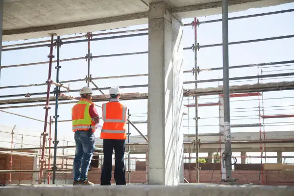 Builder and architect on construction site