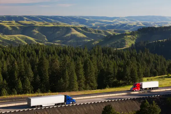 Commercial truck on freeway near Pendleton, Oregon