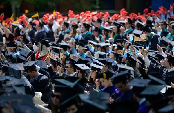 Students of Yale University attend the 313th Commencement of Yale University at the Old Campus in New Haven on May 19, 2014.