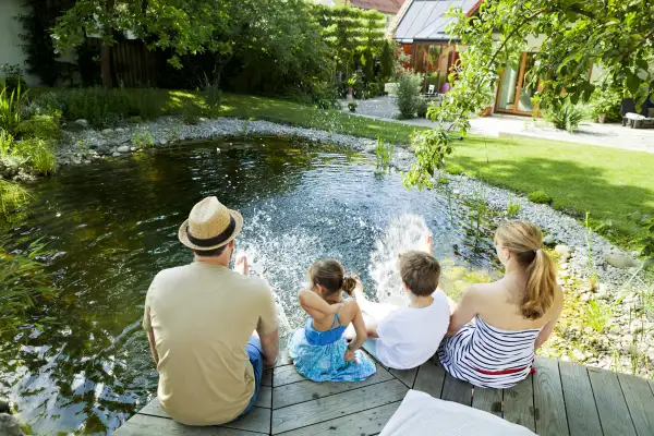 family in backyard