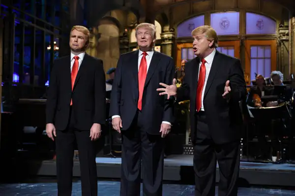 Saturday Night Live  Donald Trump  Episode with (l-r) Taran Killam, Donald Trump, and Darrell Hammond during the monologue on November 7, 2015.