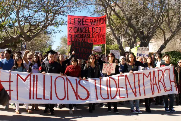 The #MillionStudentMarch took place on the University of California-Santa Barbara campus, drawing an estimated 1,000-2,000 students on November 12, 2015.