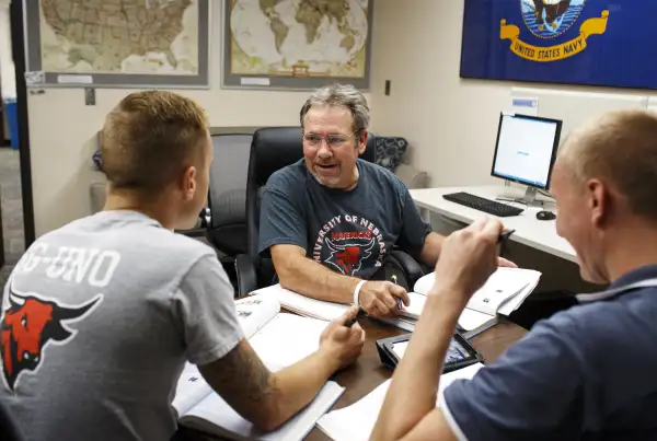 Students at University of Nebraska Omaha’s office of military and veteran services.