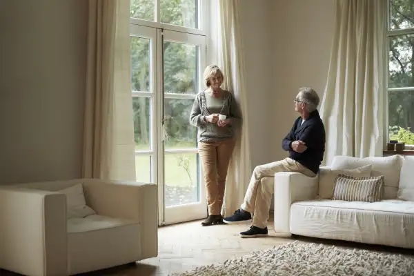 senior couple in living room