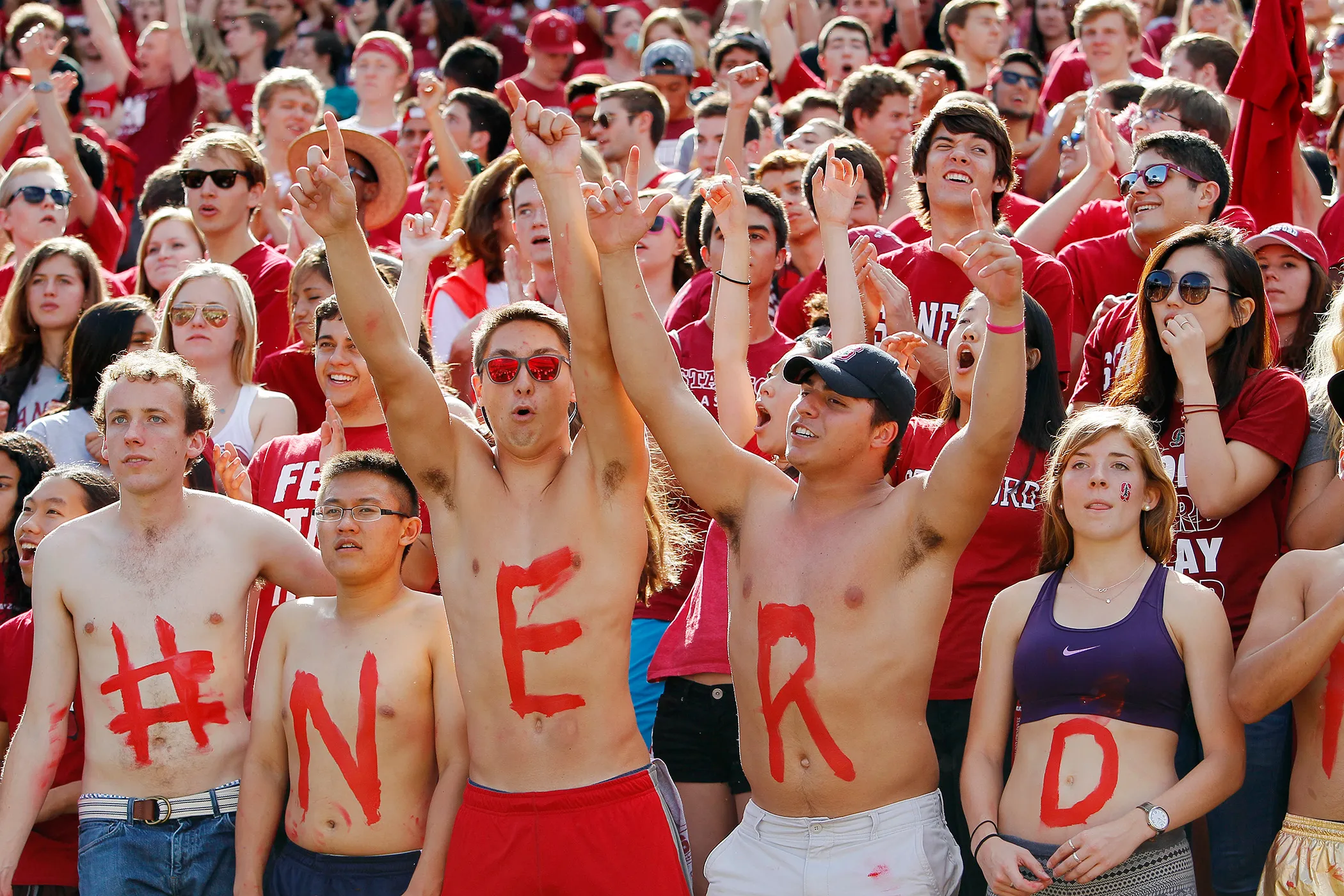 Stanford Cardinals fans wear their Nerd label with pride.