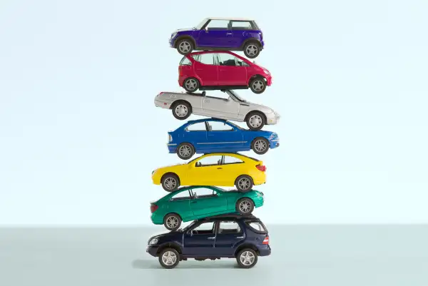 stack of toy cars
