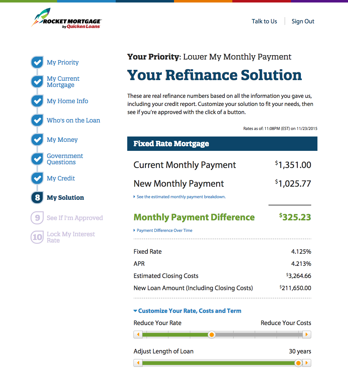 A look at adjustable rates from Rocket Mortgage once you've been approved for a loan.