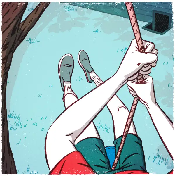 illustration of person on swing